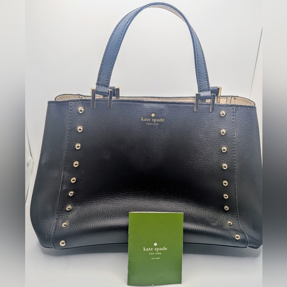 NWOT 3 Pocket Kate Spade Black Spiked Leather Handbag - Picture 2 of 7